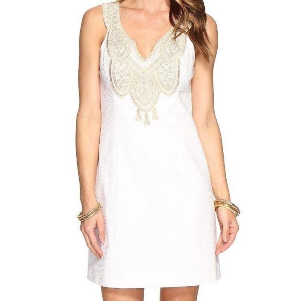 Lilly Pulitzer Size 8 White Gold Dress